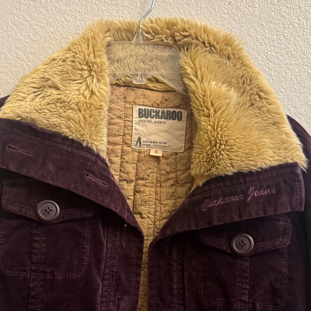 Women's Purple Jacket with Faux Fur Collar